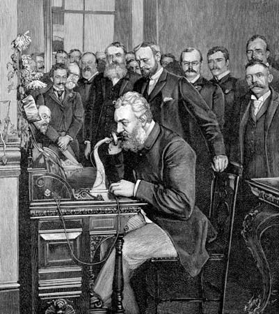 Alexander Graham Bell Using Telephone