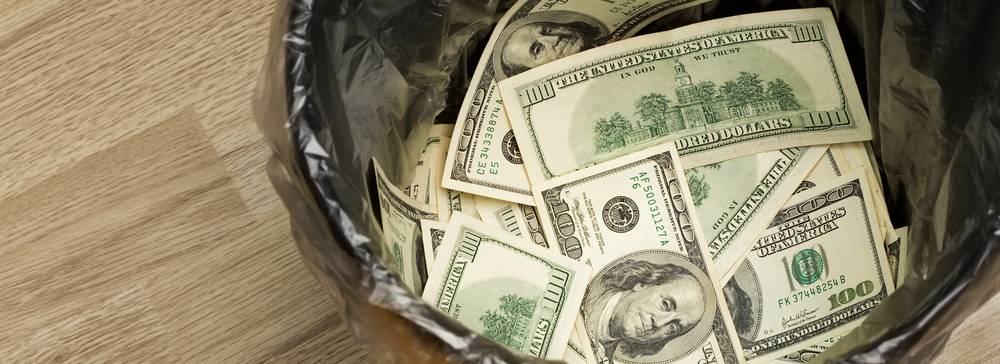 Money in Trash Can