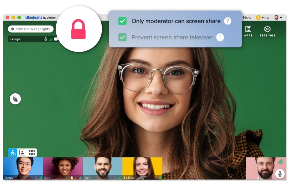 BlueJeans Secure Video Conference Features