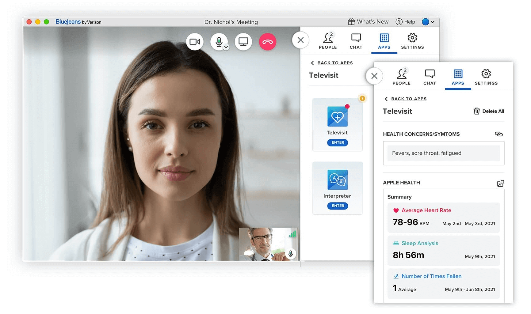 BlueJeans Telehealth Apple Health Integration