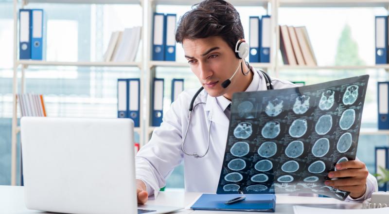 Doctor Using Video for Telehealth
