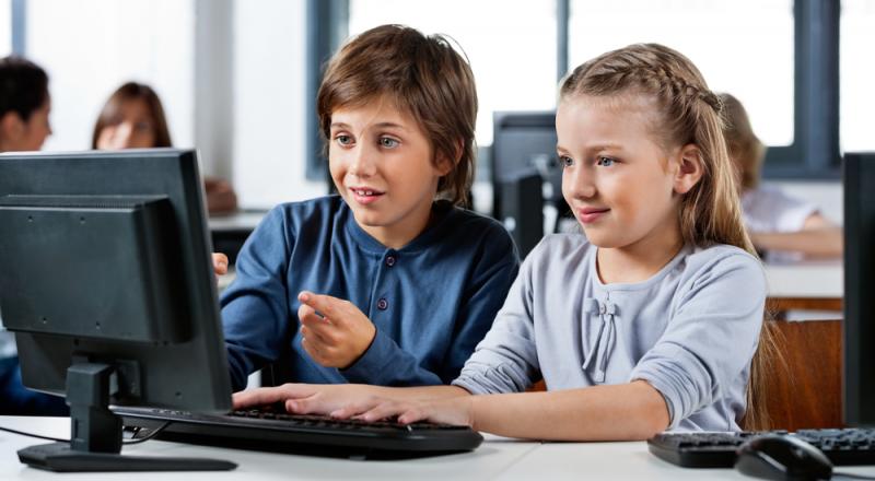 Kids in School on Computer