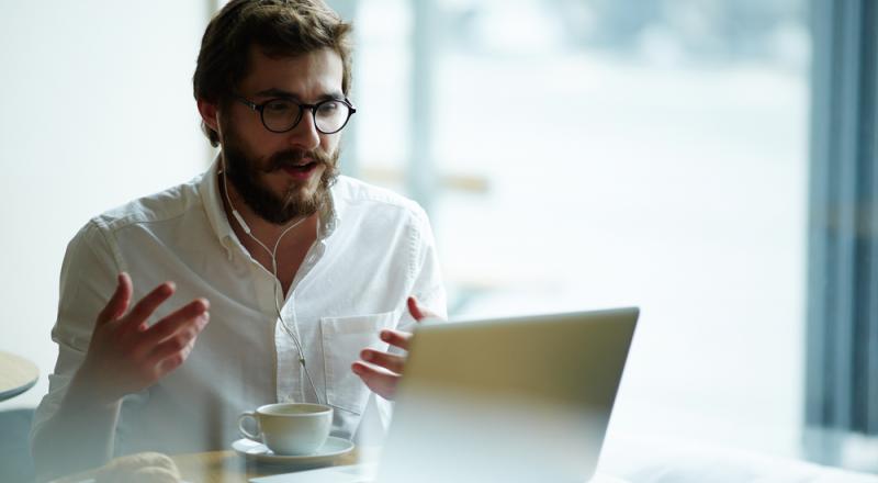 Man Interviewing via Video