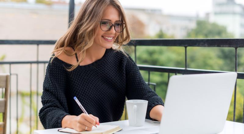 Woman Watching Webinar