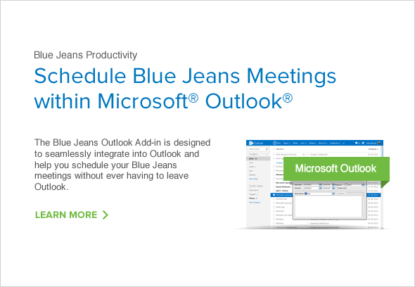 Schedule BlueJeans meetings within Microsoft Outlook