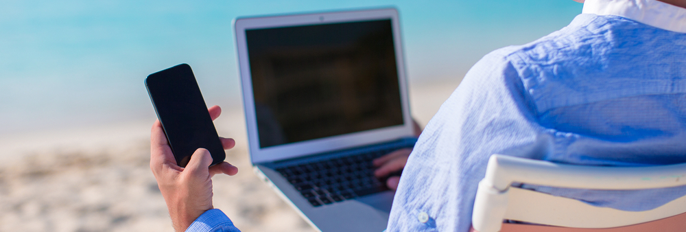 Man Working on Vacation